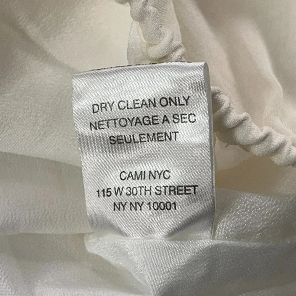 Cami NYC Top Women Medium White 100% Silk Long Sleeve V-Neck Lace Trim NEW - Picture 11 of 15